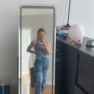 Blue patch work jeans